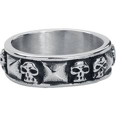Herre - XL Ringe etNox hard and heavy Ring Skulls and Rivets Herrer sølvfarvet