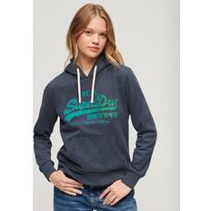 Superdry Dam Tröjor Superdry Tonal VL Grafisk Hoodie Indigo Marl Dam tröja, Indigo Marl