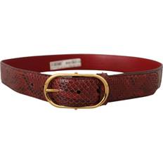 Rot Gürtel Dolce & Gabbana Red Exotic Leather Gold Oval Buckle Belt