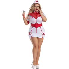 Party King Women's Plus Size Sexy Zip-Up Nurse Costume 5X