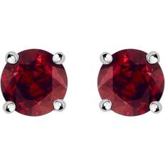 Oro Blanco Pendientes 18ct White Gold Ruby Brilliant Cut Stud Earrings