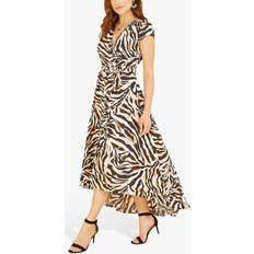 Long Dresses - Zebra Yumi Black Zebra Print Dipped Hem Wrap Dress