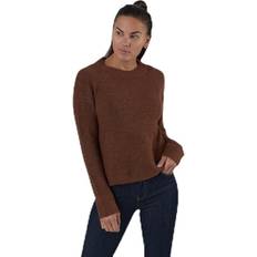 Pieces Ellen Ls O-Neck Knit Brown, Female, Tøj, Skjorter, Brun