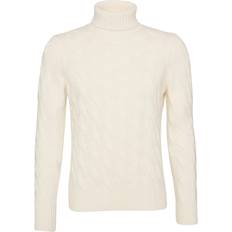 Oscar Jacobson Tops Oscar Jacobson Seth Heavy Knitted Wool/Cashmere Cable Rollneck White Weiß Rollkragenpullover Grösse: