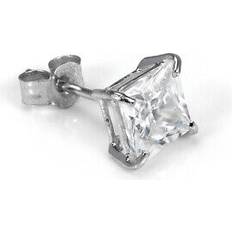 Men Earrings Jewellerybox 9ct white gold men's 5mm square crystal ear stud earring studs mens cz