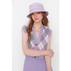 Trendyol Collection Strikvest Siv Lavendel - Pink/Hvid