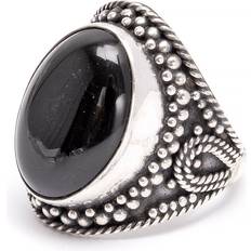 Smycken Bali Ringar Onyx, stor cabuchon filigran silverring Filigran silversmycken
