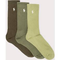 Polo Ralph Lauren Green Underwear Polo Ralph Lauren Mens Three Pack of Cotton Blend Crew Socks Colour: 003 Light Olive/CLS DRB Olive/DEF Green One