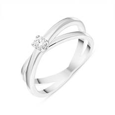 Bloch 18ct White Gold Diamond Round Brilliant Cut Solitaire Crossover Ring