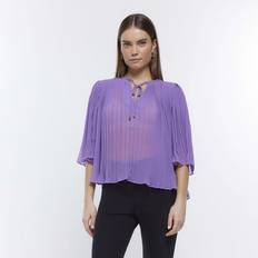 River Island Hauts River Island Womens Blouse Purple Pleated