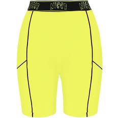 Nicce Stretch Logo Black/Neon Yellow Womens Carbon Shorts 201 06 03 0180