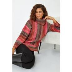 Orange - Roll Neck Jumpers Roman Textured Roll Neck Ombre Knitted Jumper Orange