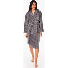 Brentfords Waffle Fleece Ladies Dressing Gown Charcoal One