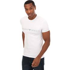 Emporio Armani Organic Tops Emporio Armani Mens Bianco Brand-print Contrast-stitch Stretch-cotton Pyjama T-shirt