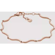 Unisex Bracelets Skagen Women's Essential Waves Rose Gold-Tone Stainless Steel Chain Bracelet Pink Pink