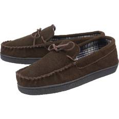 Dunlop Shoes Dunlop Real Suede Leather Fleece Lined Moccasin Slippers Brown