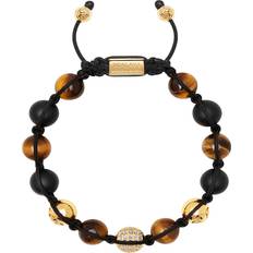 Herr - Multifärgade Armband Nialaya Men's Beaded Bracelet With Matte Onyx, and Brown Tiger Eye Herr Armband