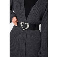 Stretch Belts Yours Black Heart Buckle Wide Stretch Belt - 16-18