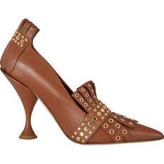 Burberry Brown Heels & Pumps Burberry Brown Studded Kiltie Fringe Leather Point Toe Pumps, Brand