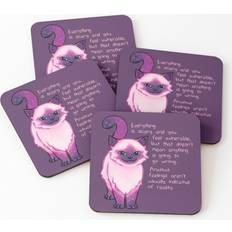 WHIBOS Anxiety Encouragement Cat Coaster 4pcs