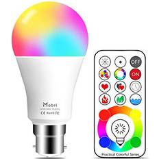 Mobri B22 LED Colour Changing Light Bulbs with Remote Control, 75 Watt Equivalent Bayonet Dimmable Colour Bulbs with Timing, Memory & Sync, 120 Multi