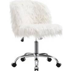 LivingAndHome Faux Fur Swivelling Office Chair