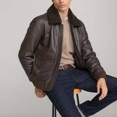 Copper Outerwear La Redoute Mid-Season Short Jacket in Leather copper red