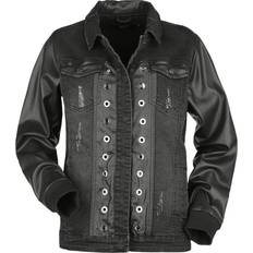 Imitation Cuir Vestes Veste en Jean de Black Premium - Noir