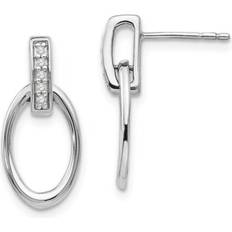 QW252 Sterling Silver 0.06 CT Diamond Earrings, Polished