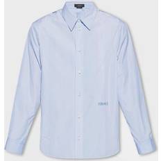 Versace Men Shirts Versace Besticktes Hemd aus Baumwollpopeline blau