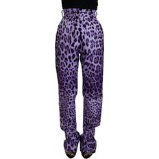 Leopard Bukser Dolce & Gabbana Purple Leopard Print High Waist Pants IT40