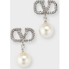 Valentino Boucles d'oreilles Valentino Garavani VLOGO SIGNATURE METAL EARRINGS WITH CRYSTALS AND PEARLS IN SWAROVSKI CRYSTAL Wo