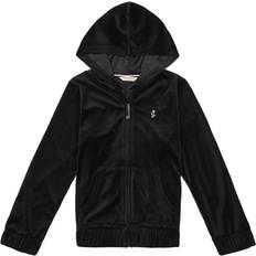 Juicy Couture Black Children's Clothing Juicy Couture Girls' Plush Velour Full-Zip Hoodie Deep Black