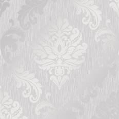 I Love Wallpaper I Love Wallpaper Chelsea Glitter Damask Wallpaper In Soft Grey And Silver