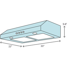 90cm - Wall Mounted Extractor Fans Ultra Series UL10-U30 30" Under Cabinet Ducted Range With 900, Stainless Steel