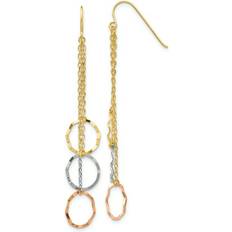 Quality TH569 14K Tri-Color Faceted Circle Earrings