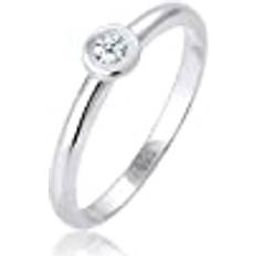Elli Diamore dam ring solitär förlovning diamant 0,06 ct 925 sterlingsilver silver, 58, colore: silver, cod. 0608520117_58
