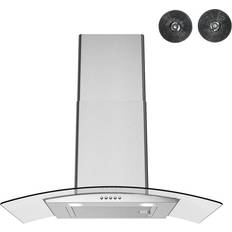 Extractor Fans Streamline 30 Rosmini Ductless Wall Mount Range Baffle Filters, Push Button Control, Stainless Steel
