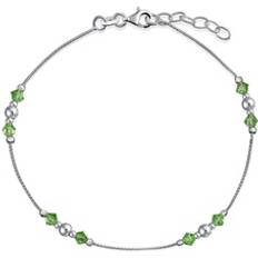 Women Anklets Bling Jewelry Silver Lime Green Crystal Bead Anklet GREEN One