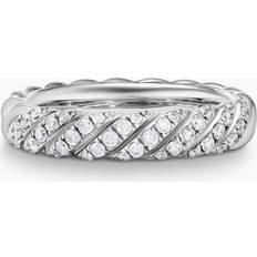 David Yurman White Gold Rings David Yurman Sculpted Cable Band Ring in 18K White Gold with Diamonds, 4.6mm Women's