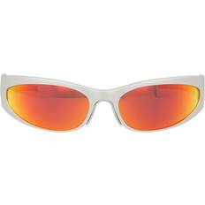 Balenciaga Aluminium Sunglasses Balenciaga Silver Wraparound SILVER-SILVER-RED UNI