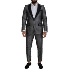 Silver Suits Dolce & Gabbana Silver Patterned Formal Piece MARTINI Suit IT50