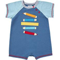 Mud Pie Boys' Short Overalls BLUE Blue Pencil & Ruler Shortalls Infant