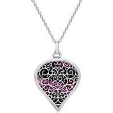 L Necklaces C. W. Sellors 18ct White Gold Blue John Flore Filigree Heart Necklace