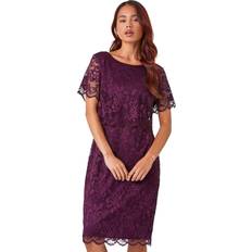 Slit Dresses Petite Lace Overlay Stretch Dress Plum