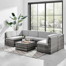 Garden & Outdoor Furniture Ecasa Rattan Garden Corner Sofa Set