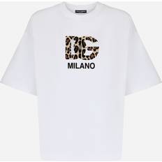 Dolce & Gabbana Damen T-Shirts Dolce & Gabbana Flocked Logo T-shirt Mit DG-Logo Bianco