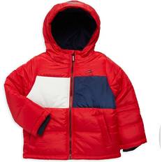 Tommy Hilfiger Girls Outerwear Tommy Hilfiger Little Boy's Logo Colorblock Hooded Puffer Jacket Red