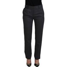 Bukser & Shorts Dolce & Gabbana Gray Stripes Wool Tapered Women Pants IT38