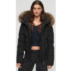 Superdry Damen Bekleidung Superdry Damen Dunkelgrau Everest Bomber-Steppjacke mit Kapuze, Größe: Dunkelgrau